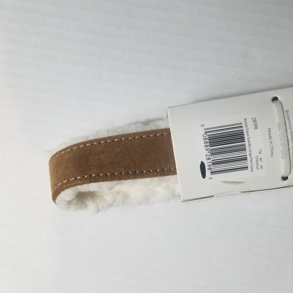 NWT KOOLABURRA BY UGG BROWN WITH WHITE SHERPA KOOLA FAUX SUEDE DOG COLLAR SIZE L